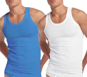 Sleeveless Interlock Cotton Vest Mens Singlet Undershirt Small-5XL (3 or 6 Pack) - Picture 1 of 6