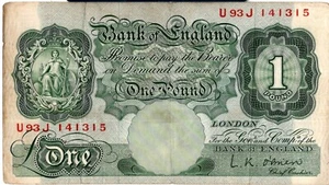 BANK OF ENGLAND £1 1955 O'BRIEN U93J 141315 B273 Banknote aVF - Bild 1 von 2