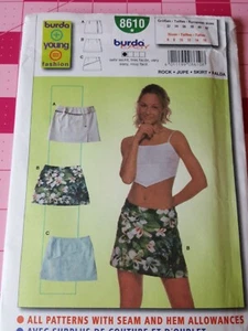 Burda Pattern 7385 Skirts Mini Skirt 3 Views Size 6 8 10 12 14 16 UNCUT - Picture 1 of 4