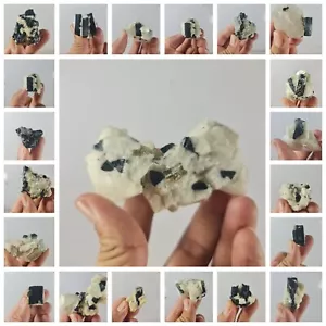 20 piezas Turmalina Negra también conocida como Schorl en Cuarzo y Feldespato Skardu/Pakistán Cristales - Imagen 1 de 22