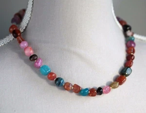 MULTI COLOURED CRACKLED QUARTZ NECKLACE ~ 18" NECKLACE - Picture 1 of 3