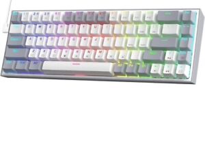 Redragon K631 Gery 65 % kabelgebundene RGB-Gaming-Tastatur, 68 Tasten kompakt mechanisch