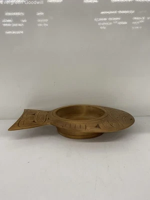 1993 Wooden carved Halibut fish bowl - Image 1 of 4