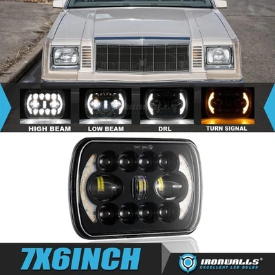 Faro LED de haz alto/bajo DRL para Chrysler Cordoba 1980-1983 7x6" Foto 1 de 4