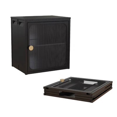 Sturdy & Convenient Foldable Cabinet,Durable Steel-Wood Combo Storage Container — 第 1/4 张图片