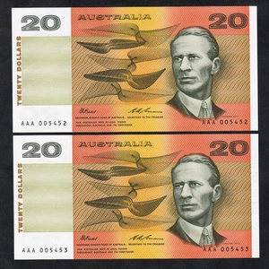 R-415i. (1993) $20 - Fraser/Evans.. NPA Issue - AAA 1st Prefix. CONSEC Pair  UNC - Bild 1 von 2