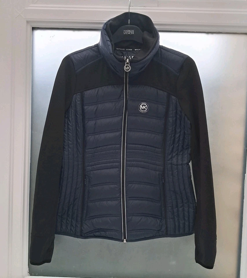 MICHAEL KORS Down Filled Puffer Jacket  S Navy Blue, Black Fleece Sleeve - Image 1 of 4