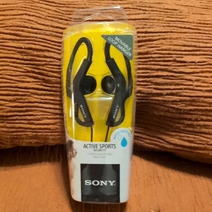 Sony Active Sports Stereo Headphones Black Secure Fit Water Resistant MDR-AS200 - Picture 1 of 5