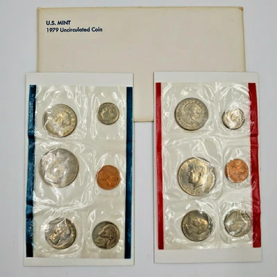 1979 US Mint Coin Set 12 Uncirculated Coins and Envelope with 2 Susan B Anthony - Image 1 of 4