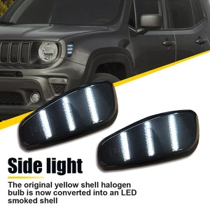 2x White Fender Side Marker Turn Light Signal Lamp For Renegade Jeep 2015-2022 - Picture 1 of 11