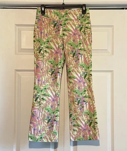 J. Mclaughlin Ivy Crop Pants Pink Floral Pull On Stretch Tropical Size 2 NWT - Picture 1 of 7