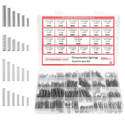 EUPHHONYCS Compression Springs Assortment Kit, 300PCS 304 Stainless Steel Small Spring Set