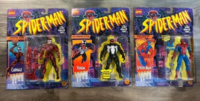 Toybiz Spider-Man 1994 Animated Series 3 Figure Lot Spider-Man Venom Carnage New - Image 1 of 4