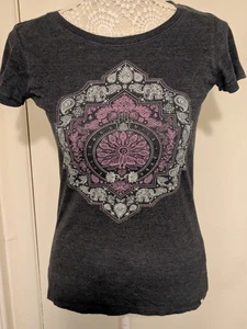 Saltrock Dark Grey T-shirt Size 8 Mandala Elephant Paisley Pattern Short Sleeve - Picture 1 of 5