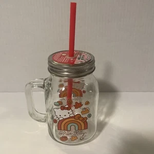 Nuevo Hello Kitty Fall Mason Tarro Taza de Vidrio con Tapa y Pajita 21oz - Imagen 1 de 4