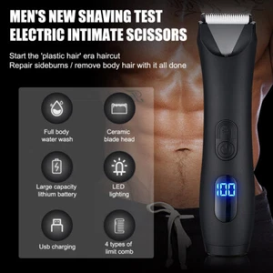 Manscaping Pubic Hair Trimmer Waterproof Groin Electric Mens Ball Body Shaver - Picture 1 of 12
