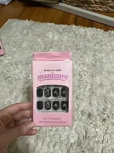 Press On Nail Set 24 Pc Black Animal Print New - Picture 1 of 2