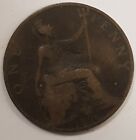 Old Coin 1896 One Penny British Victorian 