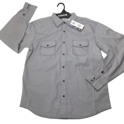 CINCH Pearl Snap Novo com etiquetas Jovens Meninos Extra Grande 14 Manga Longa Marty Yates Western Cowboy - Imagem 1 de 4