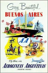 Gay And Beautiful Buenos Aires 1950 Argentina South America Vintage Poster Print - Picture 1 of 5