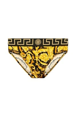 NIB Versace Mens Barocco Greca Print Brief underwear Black Gold Size 5 Medium - Image 1 of 4