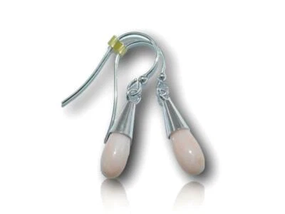 Orecchini in Corallo rosa pendenti e Argento di 925 PL oro da donna con pietre  - Immagine 1 di 3