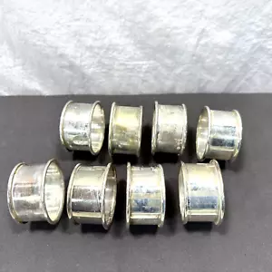 8 anillos de servilleta de placa de plata borde enrollado 2 pulgadas redondos hechos en Hong Kong - Imagen 1 de 9