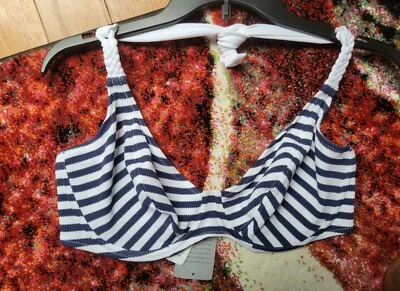 FREYA Navy Stripe Bikini Top. Sz. US 38G - Image 1 of 4