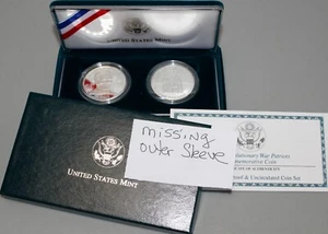 Black Revolutionary War Patriots 1998 plata a prueba de 2 monedas + UNC sin manga exterior - Imagen 1 de 4
