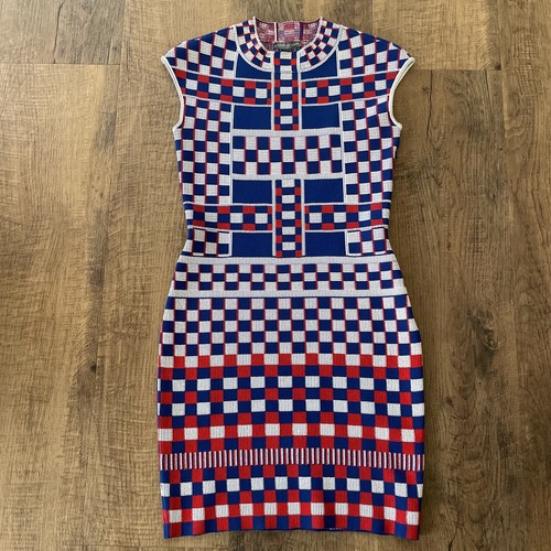 abito alexander mcqueen rosso bianco blu