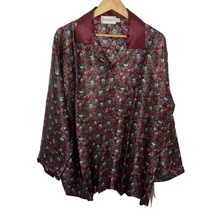 Vintage 90s Davenport Disney sleep shirt pyjamas adult large red satin - Picture 1 of 7