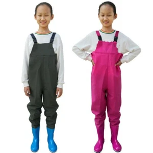 Kinder Jungen Mädchen Brust Wathose Wasserfeste Hose Stiefel Angel Außen Tarnung - Bild 1 von 17