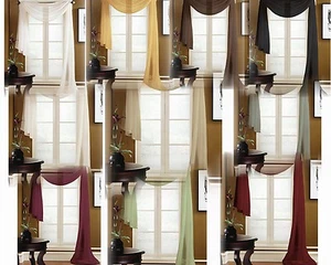 VALANCE SCARF SWAG VOILE SHEER ELEGANT CURTAIN WINDOW DRAPE 35" X 216" - Picture 1 of 61