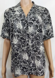 Blusa COVINGTON Talla XL Blanca y Negra Estampado Floral Manga Corta Camisa Top - Imagen 1 de 11