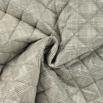 Stoff Polyamid Stepp Stoff Glencheck ecru grau Jacken Stepper Steppstoff Pepita - Bild 1 von 4