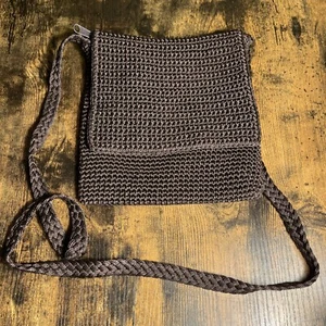 CHATEAU CROCHET BROWN VINTAGE CLUTCH PURSE HANDBAG BAG BOHO STYLE - Picture 1 of 10