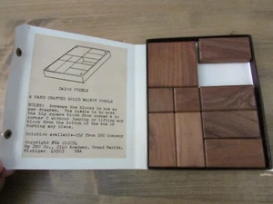 Vintage DAD'S PUZZLE Walnut Wooden Puzzle With Snap Closure Box - Picture 1 of 6