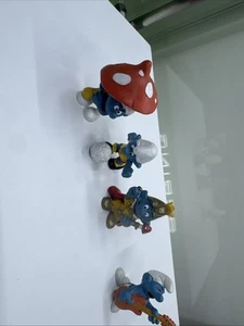 Smurf PVC Figure Lot Vintage Peyo Germany Bully Lot Of 4 - Picture 1 of 7