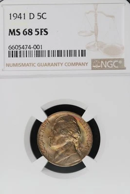 1941 D Jefferson Nickel NGC MS68 5FS Top Pop *DoubleJCoins* JL1100-295 - Image 1 of 2