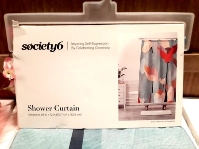 Society6 Thing Diseño Arte Abstracto Flores Cortina de Ducha Multi Azul Tulipán 68x72 Foto 1 de 4