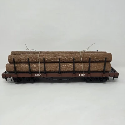 Bachmann Big Haulers G Scale Flat Car with wood logs Santa Fe SPC 107 - Image 1 of 4