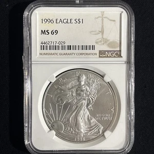 1996 $1 American Silver Eagle NGC MS69 Brown Label - Picture 1 of 4