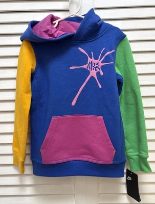 Nike Pullover Hoodie Kids Boys Size 4-5 Multicolor Block Color Kangaroo Pocket - Image 1 of 3
