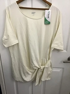 Lands End Damen Plus beige Pullover vorne zum Binden S/S Bluse Top 1X neu mit Etikett - Bild 1 von 9