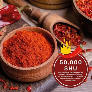 Spicy World Hot Cayenne Pepper Powder Bulk 5 LBS Jar - Red Ground Pepper 50,000 - Foto 1 di 10