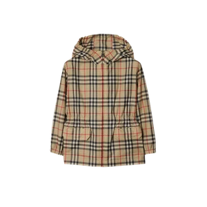 (Kids) Burberry Check Hooded Jacket Archive Beige - Picture 1 of 2
