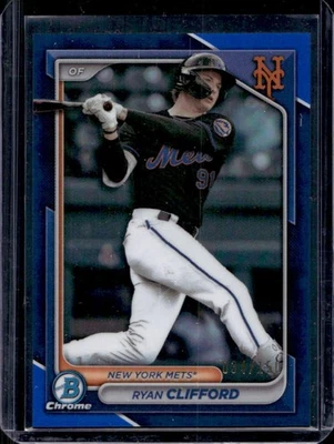2024 Bowman Ryan Clifford Chrome Prospect Blue Refractor #34/150 Mets - Image 1 of 2