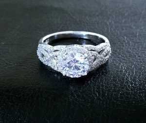 ⚪️NIB 10 BELLA LUCE 925 STERLING PREMIUM ROUND CZ FANCY INFINITY HALO RING - Picture 1 of 10