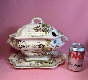 🦜Masons Ironstone Formosa Big Soup Tureen on Stand Patent Ironstone - Picture 1 of 15