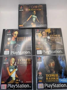 Tomb Raider PS1 Game Bundle PlayStation 1 Series Complete Set W/ Manuals UK PAL - Picture 1 of 18